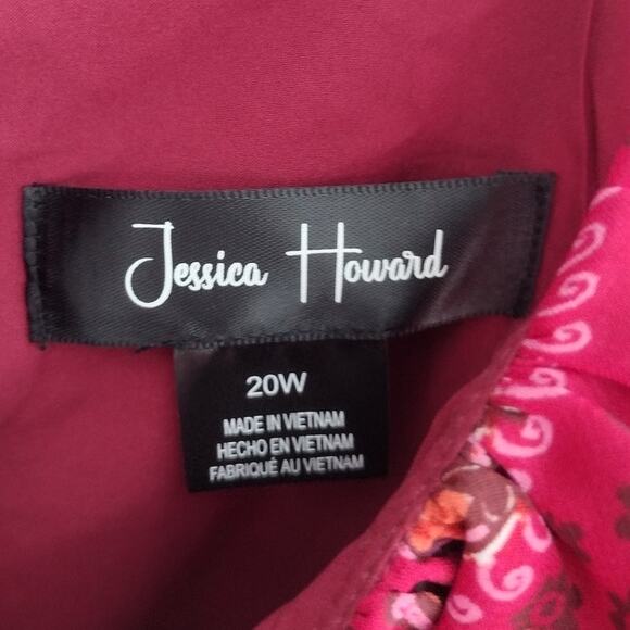 Jessica Howard NEW Wine-Colored Paisley Keyhole Fit & Flare Dress Women 20W Plus - Picture 10 of 14